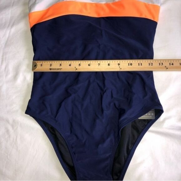 Relleciga One Piece Swimsuit Blue Orange White Size Medium Modest Paris NEW - Picture 8 of 8